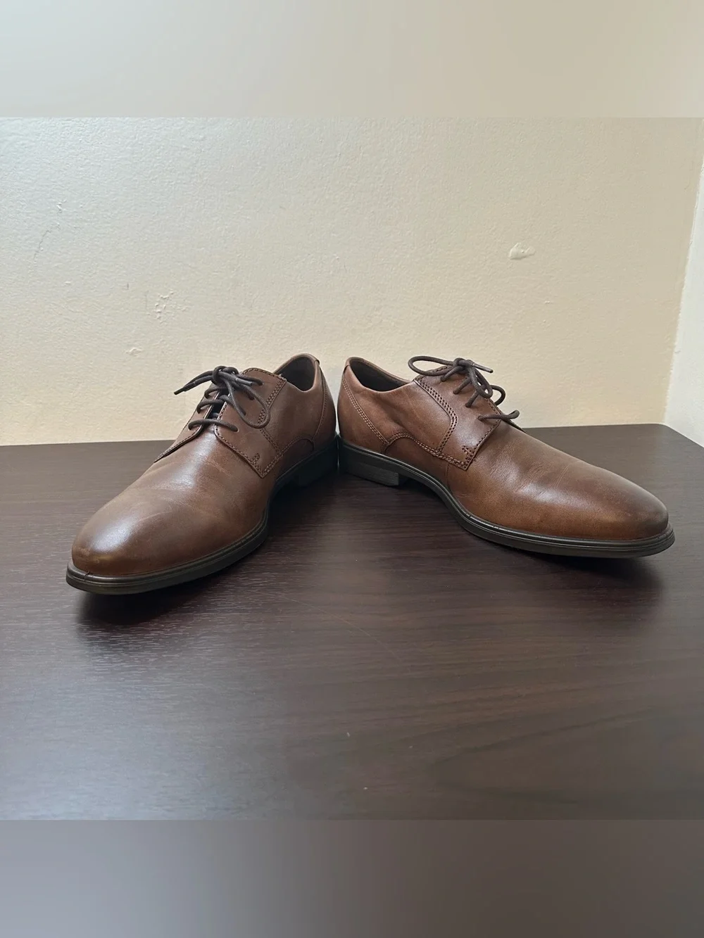 ECCO Queenstown Brown Leather Lace-Up Derby Oxford Shoes Size EU 44 US 10-10.5